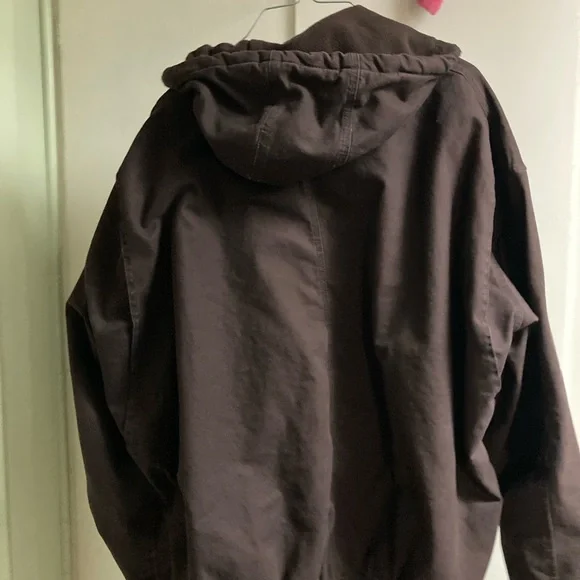 BERNE Heavy Lined 2XLR Brown Hooded Zipped Work Coat with logo - Picture 3 of 7